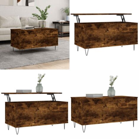Mesa de centro madera contrachapada roble ahumado 90x44,5x45 cm - Mesa de salón - Mesa de comedor