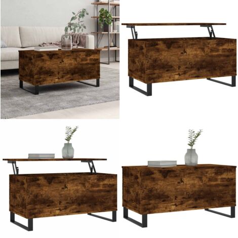 Mesa de centro madera contrachapada roble ahumado 90x44,5x45 cm - Mesa de salón - Mesa de comedor