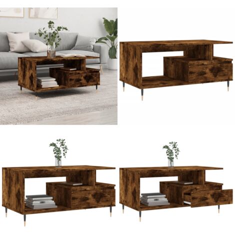 Mesa de centro madera contrachapada roble ahumado 90x49x45 cm - Mesa de centro de madera - Mesa de centro de roble