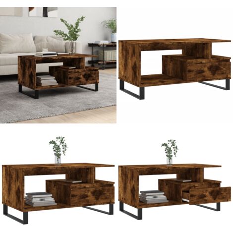 Mesa de centro madera contrachapada roble ahumado 90x49x45 cm - Mesa de centro de madera - Mesa de centro de roble