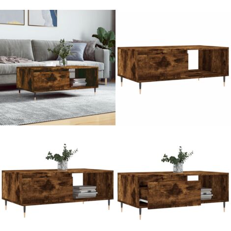 Mesa de centro madera contrachapada roble ahumado 90x50x36,5 cm - Mesa de centro de madera - Mesa de centro de roble