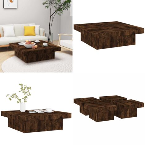 Mesa de centro madera contrachapada roble ahumado 90x90x28 cm - Mesa de salón - Madera contrachapada
