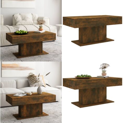 Mesa de centro madera contrachapada roble ahumado 96x50x45 cm - Mesa de centro de madera - Mesa de centro moderna