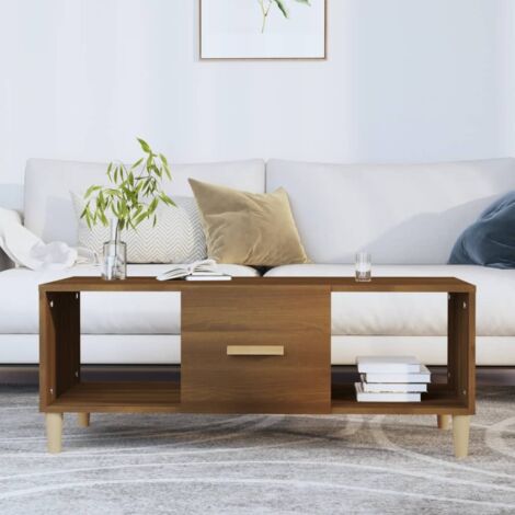 Mesa de centro madera contrachapada roble marrón 102x50x40 cm vidaXL