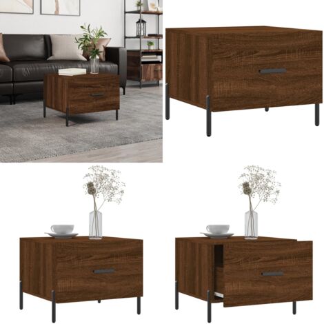 Mesa de centro madera contrachapada roble marrón 50x50x40 cm - Madera contrachapada - Mesa auxiliar
