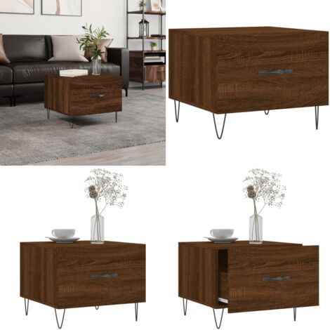 Mesa de centro madera contrachapada roble marrón 50x50x40 cm - Madera contrachapada - Mesa auxiliar