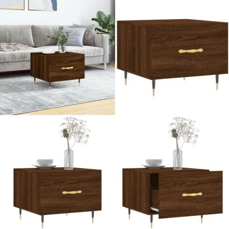 Mesa de centro madera contrachapada roble marrón 50x50x40 cm - Madera contrachapada - Mesa auxiliar