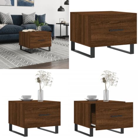 Mesa de centro madera contrachapada roble marrón 50x50x40 cm - Madera contrachapada - Mesa auxiliar