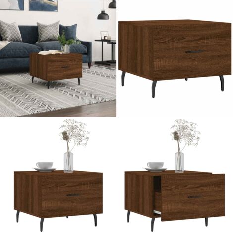 Mesa de centro madera contrachapada roble marrón 50x50x40 cm - Madera contrachapada - Mesa auxiliar
