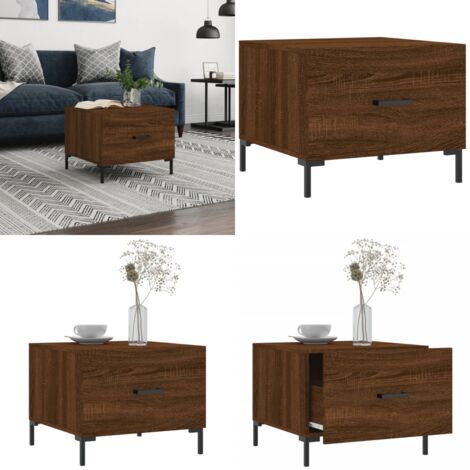 Mesa de centro madera contrachapada roble marrón 50x50x40 cm - Madera contrachapada - Mesa auxiliar