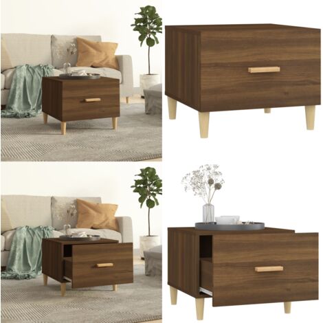 Mesa de centro madera contrachapada roble marrón 50x50x40 cm - Madera contrachapada - Mesa de salón