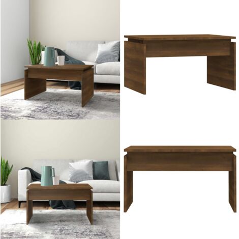 Mesa de centro madera contrachapada roble marrón 68x50x38 cm - Mesa de centro de madera - Mesa de centro contrachapada