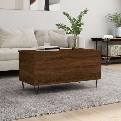 Mesa de centro madera contrachapada roble marrón 90x44,5x45 cm vidaXL