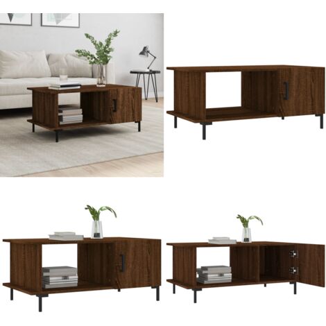 Mesa de centro madera contrachapada roble marrón 90x50x40 cm - Madera contrachapada - Mesa de salón