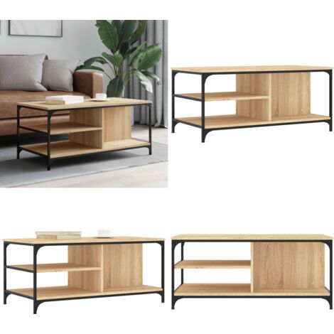 Mesa de centro madera contrachapada roble Sonoma 100x50x45 cm - Madera contrachapada - Mesa de salón