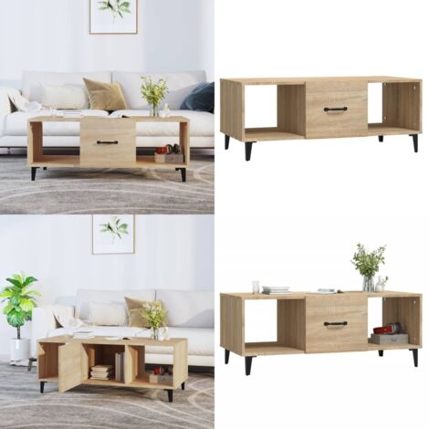 Mesa de centro madera contrachapada roble sonoma 102x50x40 cm - Madera contrachapada - Mesa de salón