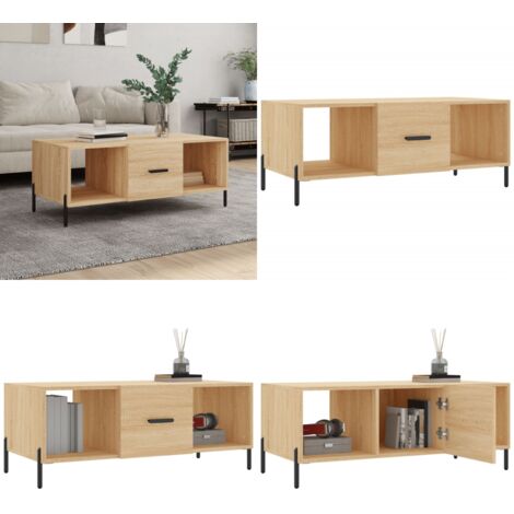 Mesa de centro madera contrachapada roble Sonoma 102x50x40 cm - Madera contrachapada - Roble Sonoma