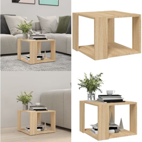 Mesa de centro madera contrachapada roble Sonoma 40x40x30 cm - Mesa de centro de madera - Mesa de centro de contrachapado