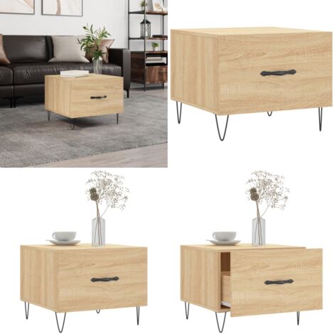 Mesa de centro madera contrachapada roble Sonoma 50x50x40 cm - Madera contrachapada - Mesa de centro roble
