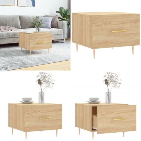 Mesa de centro madera contrachapada roble Sonoma 50x50x40 cm - Madera contrachapada - Mesa de centro roble