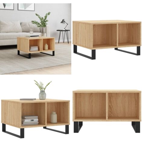 Mesa de centro madera contrachapada roble Sonoma 60x50x36,5 cm - Madera contrachapada - Mesa de centro de roble