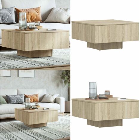 Mesa de centro madera contrachapada roble Sonoma 60x60x31,5 cm - Mesa de centro de madera - Mesa de centro de roble