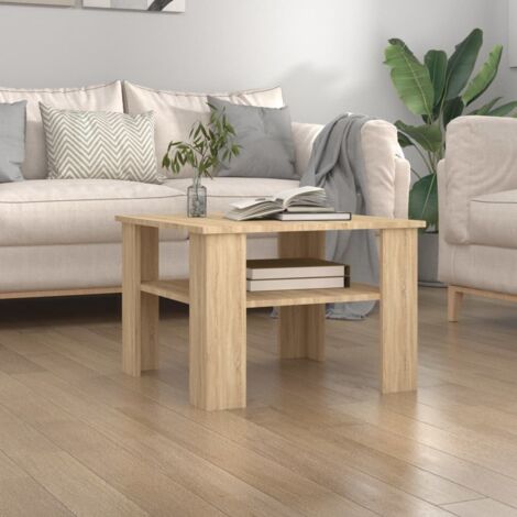 Mesa de centro madera contrachapada roble Sonoma 60x60x42 cm vidaXL