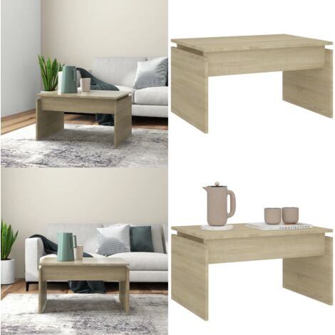 Mesa de centro madera contrachapada roble Sonoma 68x50x38 cm - Mesa de centro de madera - Mesa de centro roble