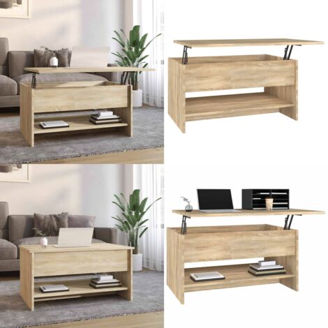 Mesa de centro madera contrachapada roble Sonoma 80x50x40 cm - Madera contrachapada - Mesa de centro con compartimento