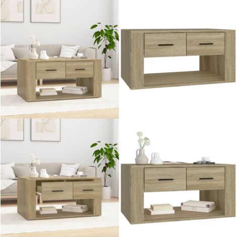 Mesa de centro madera contrachapada roble Sonoma 80x50x40 cm - Mesa de salón - Mesa auxiliar