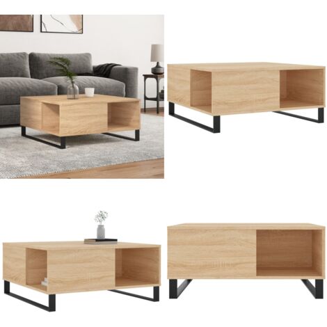 Mesa de centro madera contrachapada roble Sonoma 80x80x36,5 cm - Mesa de centro de madera - Mesa de centro de roble