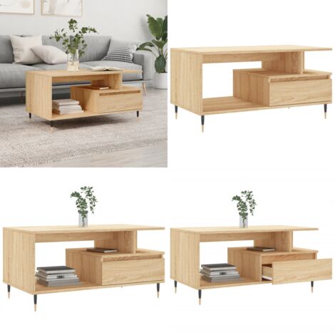 Mesa de centro madera contrachapada roble Sonoma 90x49x45 cm - Madera contrachapada - Mesa auxiliar