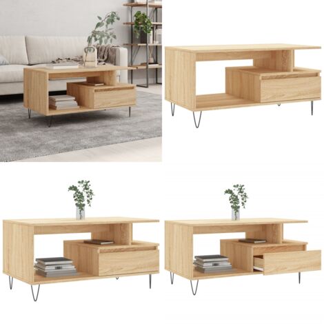 Mesa de centro madera contrachapada roble Sonoma 90x49x45 cm - Madera contrachapada - Mesa auxiliar