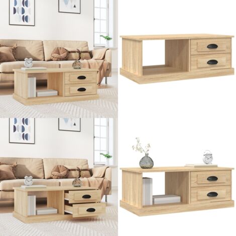Mesa de centro madera contrachapada roble Sonoma 90x50x35 cm - Mesa auxiliar - Madera contrachapada