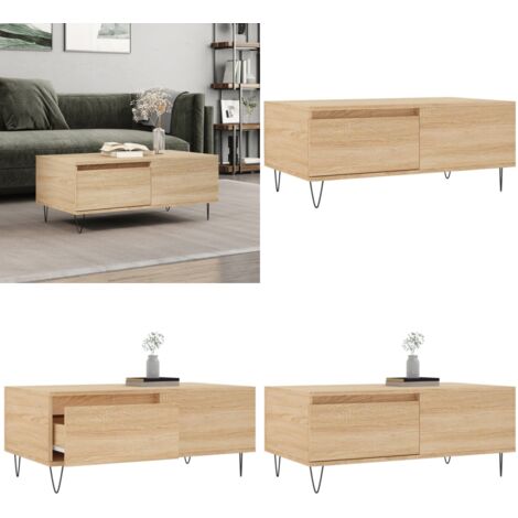 Mesa de centro madera contrachapada roble Sonoma 90x50x36,5 cm - Madera contrachapada - Mesa de centro roble