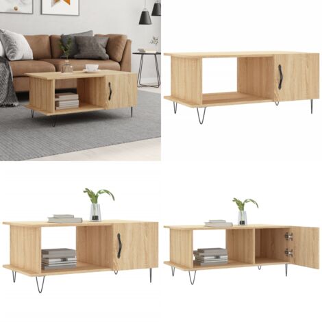 Mesa de centro madera contrachapada roble Sonoma 90x50x40 cm - Madera contrachapada - Mesa de salón