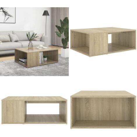 Mesa de centro madera contrachapada roble Sonoma 90x67x33 cm - Mesa decorativa - Mesa de centro de madera