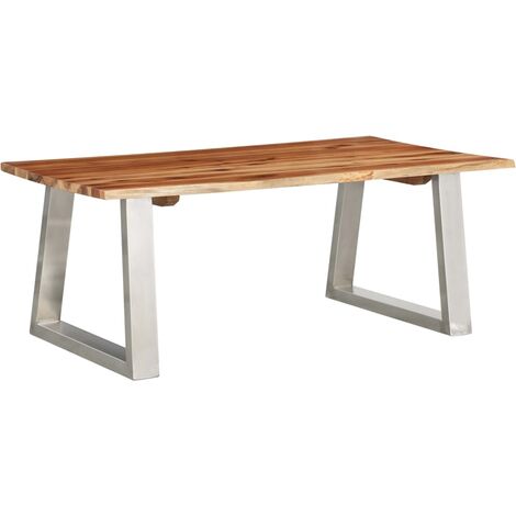 Mesa de centro madera de acacia y acero inoxidable 100x60x40cm vidaXL - Marrón