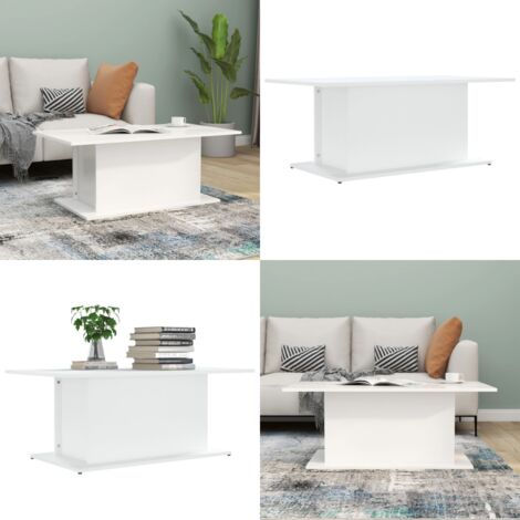 Mesa de centro madera de ingeniería blanca 102x55,5x40 cm - Mesa de centro de madera - Mesa de centro blanca