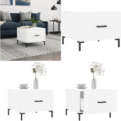 Mesa de centro madera de ingeniería blanca 50x50x40 cm - Madera contrachapada - Almacenamiento
