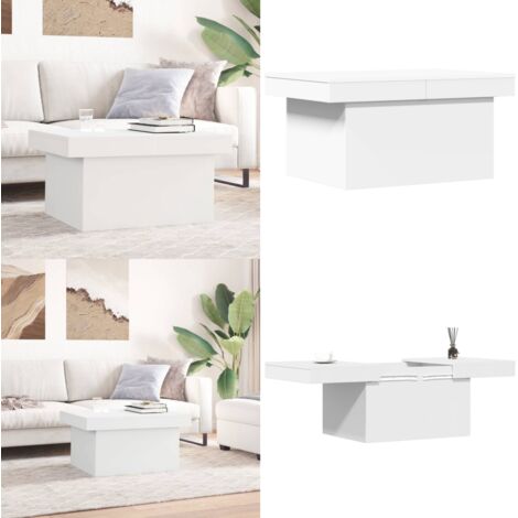 Mesa de centro madera de ingeniería blanco 100x55x40 cm - Madera de ingeniería - Mesa de centro blanca