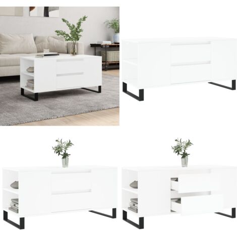 Mesa de centro madera de ingeniería blanco 102x44,5x50 cm - Madera contrachapada - Almacenamiento