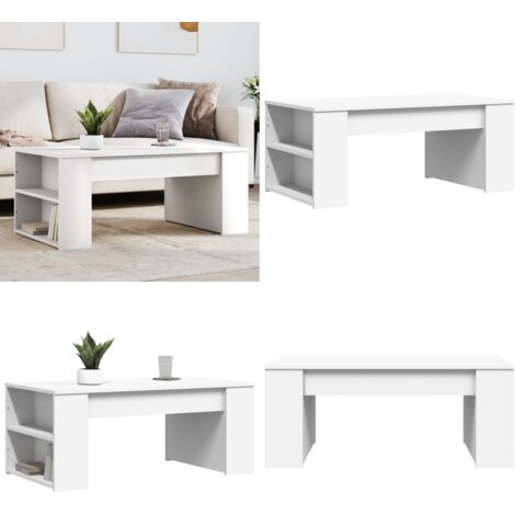 Mesa de centro madera de ingeniería blanco 102x55x42 cm - Madera de ingeniería - Mesa de centro blanca