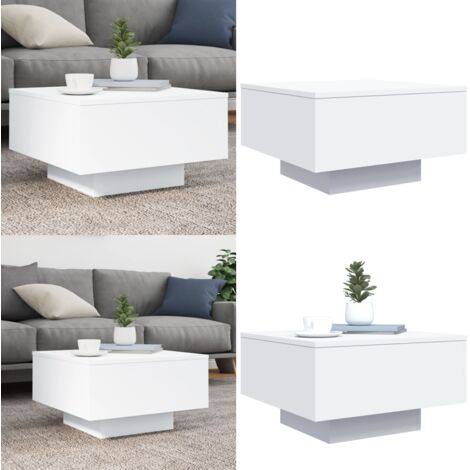 Mesa de centro madera de ingeniería blanco 55x55x31 cm - Madera de ingeniería - Mesa auxiliar