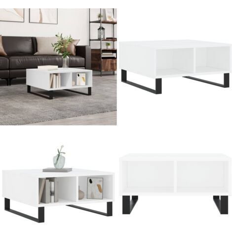 Mesa de centro madera de ingeniería blanco 60x60x30 cm - Madera contrachapada - Almacenamiento