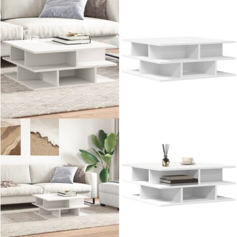 Mesa de centro madera de ingeniería blanco 70x70x29 cm - Madera de ingeniería - Mesa de centro blanca