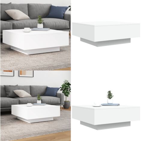 Mesa de centro madera de ingeniería blanco 80x80x31 cm - Madera de ingeniería - Mesa auxiliar