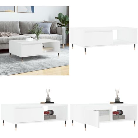 Mesa de centro madera de ingeniería blanco 90x60x35 cm - Madera contrachapada - Mesa de salón