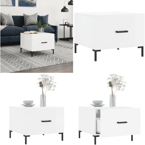 Mesa de centro madera de ingeniería brillo blanco 50x50x40 cm - Madera contrachapada - Mesa de centro blanca