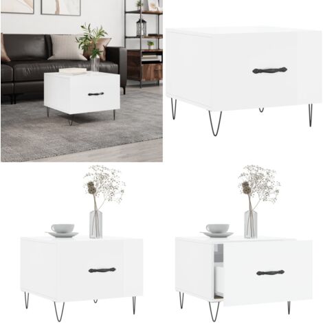 Mesa de centro madera de ingeniería brillo blanco 50x50x40 cm - Madera contrachapada - Mesa de centro blanca